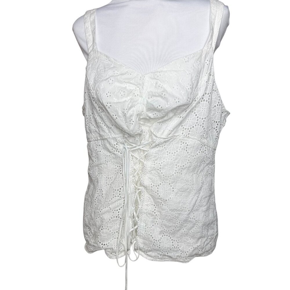 Lane Bryant white tank top camisole lace overlay 20